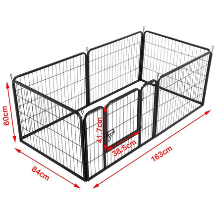 6 Panel Pet Dog Cat Bunny Puppy Play pen Playpen 60x80 cm Exercise Cage Dog Panel Fence coops & hutches Kings Warehouse