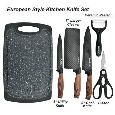 6 pieces Kitchen Knife Set Everich Chef Knives Stainless Steel Nonstick Scissor Cutting Board Home & Garden Kings Warehouse