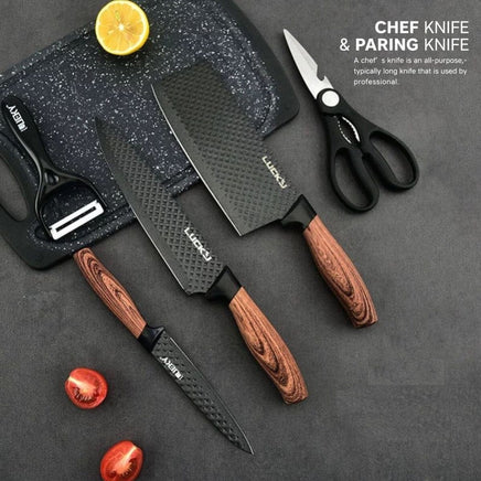 6 pieces Kitchen Knife Set Everich Chef Knives Stainless Steel Nonstick Scissor Cutting Board Home & Garden Kings Warehouse