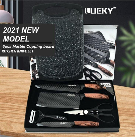 6 pieces Kitchen Knife Set Everich Chef Knives Stainless Steel Nonstick Scissor Cutting Board Home & Garden Kings Warehouse