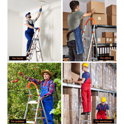 6 Step Ladder Multi-Purpose Folding Aluminium Light Weight Non Slip Platform Tools Kings Warehouse