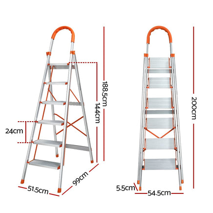 6 Step Ladder Multi-Purpose Folding Aluminium Light Weight Non Slip Platform Tools Kings Warehouse