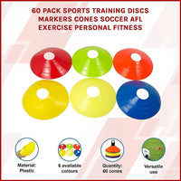 60 Pack Sports Training Discs Markers Cones Soccer AFL Exercise Personal Fitness Sports & Fitness Kings Warehouse