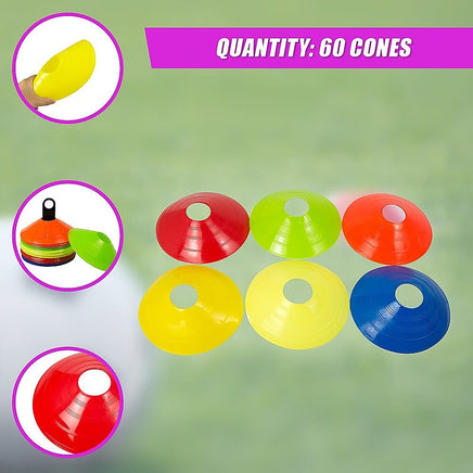 60 Pack Sports Training Discs Markers Cones Soccer AFL Exercise Personal Fitness Sports & Fitness Kings Warehouse