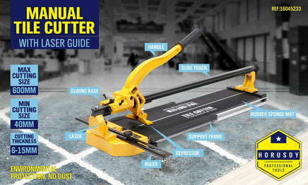 600mm Manual Tile Cutter Laser Guide Home Pro Tile Cutting Machine Heavy Duty Tools Kings Warehouse