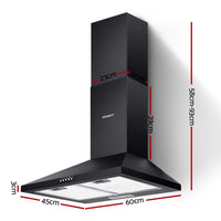 600mm Range Hood 60cm Rangehood Black Appliances Kings Warehouse