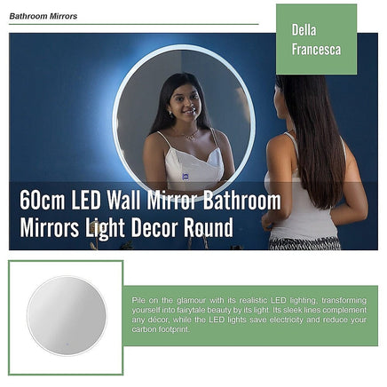 60cm LED Wall Mirror Bathroom Mirrors Light Decor Round Health & Beauty Kings Warehouse