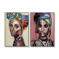 60cmx90cm African women 2 Sets Black Frame Canvas Wall Art Kings Warehouse