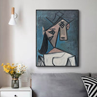 60cmx90cm Head Of A Woman By Pablo Picasso Black Frame Canvas Wall Art Kings Warehouse