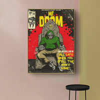 60cmx90cm MF DOOM Music Gold Frame Canvas Wall Art Kings Warehouse