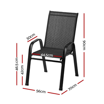 6PC Outdoor Dining Chairs Stackable Lounge Chair Patio Furniture Black Furniture Kings Warehouse