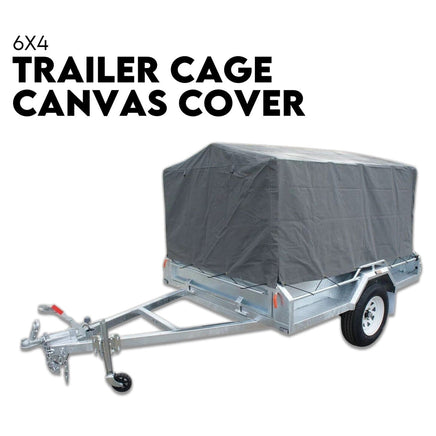 6X4 TRAILER CAGE CANVAS COVER (600mm) Heavy Duty Canvas Best Quality Waterproof Outdoor Recreation Kings Warehouse