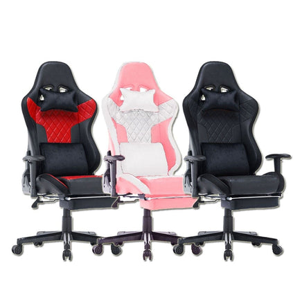 7 RGB Lights Bluetooth Speaker Gaming Chair Ergonomic Racing chair 165° Reclining Gaming Seat 4D Armrest Footrest Black Furniture Kings Warehouse