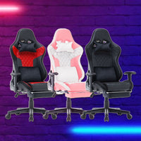 7 RGB Lights Bluetooth Speaker Gaming Chair Ergonomic Racing chair 165° Reclining Gaming Seat 4D Armrest Footrest Black Furniture Kings Warehouse