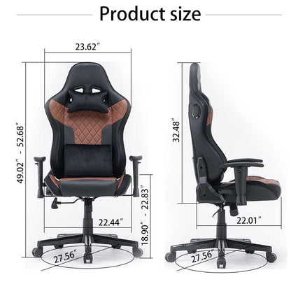 7 RGB Lights Bluetooth Speaker Gaming Chair Ergonomic Racing chair 165° Reclining Gaming Seat 4D Armrest Footrest Black Furniture Kings Warehouse