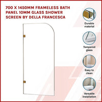 700 x 1450mm Frameless Bath Panel 10mm Glass Shower Screen By Della Francesca Furniture Kings Warehouse