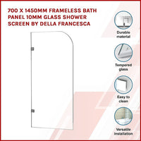 700 x 1450mm Frameless Bath Panel 10mm Glass Shower Screen By Della Francesca Furniture Kings Warehouse