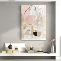 70cmx100cm Abstract Pink Gold Frame Canvas Wall Art Kings Warehouse