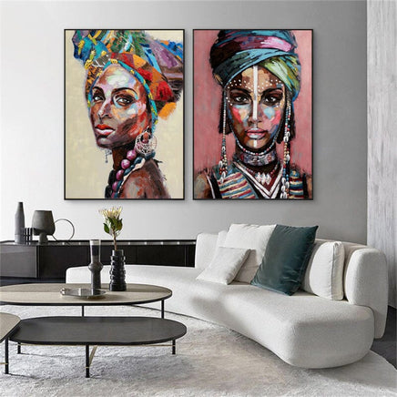 70cmx100cm African women 2 Sets Black Frame Canvas Wall Art Kings Warehouse