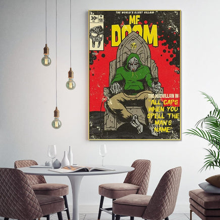 70cmx100cm MF DOOM Music Gold Frame Canvas Wall Art Kings Warehouse