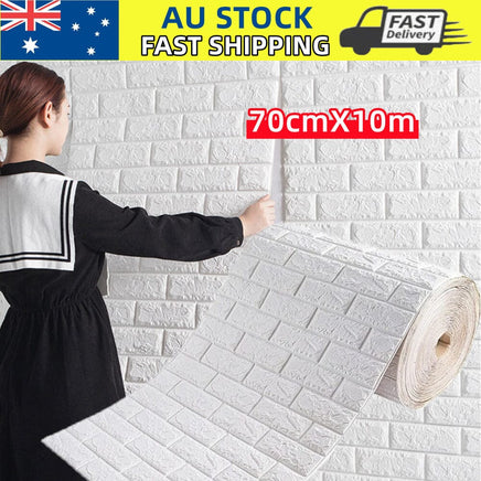 70CMx10M 3D Wall Paper Panel Foam Brick Self Adhesive Waterproof Wallpaper Sticker Pet Care Kings Warehouse