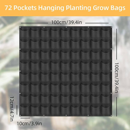72 Pockets Wall Hanging Planter Planting Grow Bag Vertical Garden Vegetable Flower Black Kings Warehouse