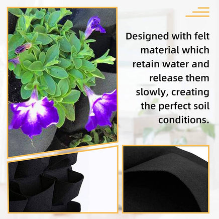 72 Pockets Wall Hanging Planter Planting Grow Bag Vertical Garden Vegetable Flower Black Kings Warehouse