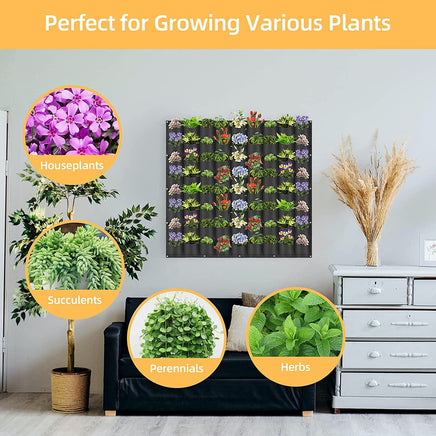 72 Pockets Wall Hanging Planter Planting Grow Bag Vertical Garden Vegetable Flower Black Kings Warehouse