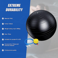 75cm Static Strength Exercise Stability Ball with Pump Sports & Fitness Kings Warehouse
