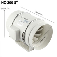 8" Inch Silent Extractor Fan Duct Hydroponic Inline Exhaust Vent Industrial Kings Warehouse