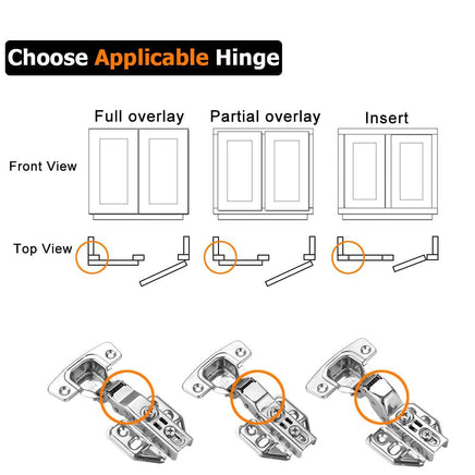 8 Pack 304 Stainless Steel Cabinet Hinges 100 Degree Soft Closing half Overlay Door Hinge Nickel Plated Finish Kings Warehouse
