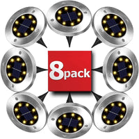 8 Pack LED Solar Pathway Lights Outdoor Solar Ground Lights (Warm White) Kings Warehouse