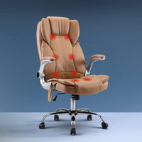 8 Point Massage Office Chair PU Leather Brown Furniture Kings Warehouse