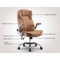 8 Point Massage Office Chair PU Leather Brown Furniture Kings Warehouse
