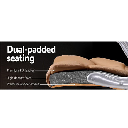 8 Point Massage Office Chair PU Leather Brown Furniture Kings Warehouse