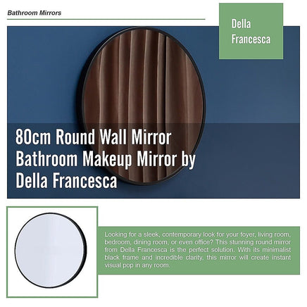 80cm Round Wall Mirror Bathroom Makeup Mirror by Della Francesca Home & Garden Kings Warehouse