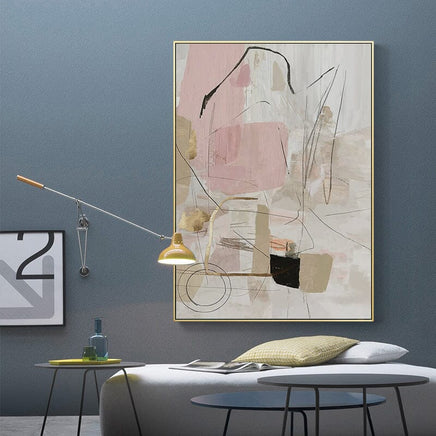 80cmx120cm Abstract Pink Gold Frame Canvas Wall Art Kings Warehouse