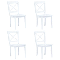 5 Piece Dining Set Solid Rubber Wood White
