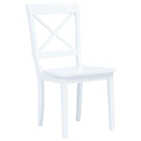 5 Piece Dining Set Solid Rubber Wood White