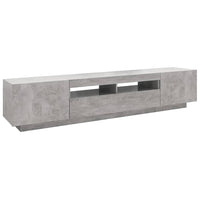 TV Cabinet with LED Lights Concrete Grey 200x35x40 cm
