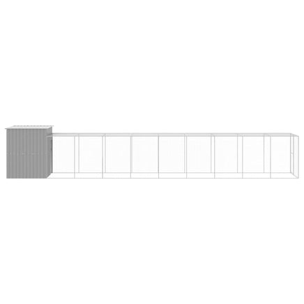 Chicken Cage with Run Light Grey 165x1067x181 cm Galvanised Steel