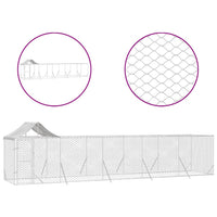 Outdoor Dog Kennel with Roof Silver 10x2x2.5 m Galvanised Steel