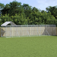 Outdoor Dog Kennel with Roof Silver 10x2x2.5 m Galvanised Steel