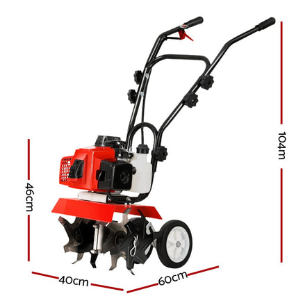 88CC Tiller Garden Cultivator Rototiller 4 Blades Soil Plower Rotary Hoe Tools Kings Warehouse