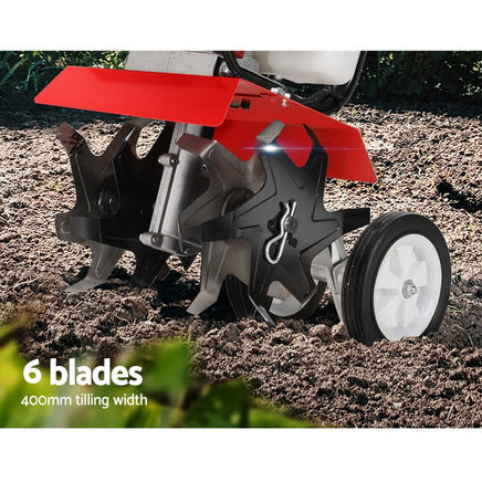 88CC Tiller Garden Cultivator Rototiller 4 Blades Soil Plower Rotary Hoe Tools Kings Warehouse