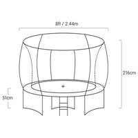 8ft Outdoor Orange Trampoline For Kids And Children Suited For Fitness Exercise Gymnastics With Safety Enclosure Basketball Hoop Set Sports & Fitness Kings Warehouse