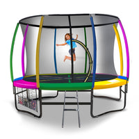 8ft Outdoor Rainbow Trampoline For Kids And Children Suited For Fitness Exercise Gymnastics With Safety Enclosure Kings Warehouse