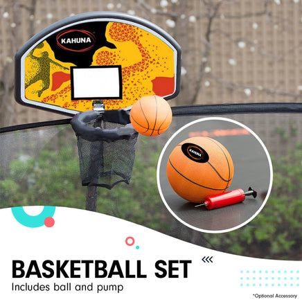 8ft Outdoor Trampoline Kids Children With Safety Enclosure Mat Pad Net Ladder Basketball Hoop Set - Rainbow Sports & Fitness Kings Warehouse