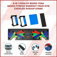 9 in 1 Push Up Board Yoga Bands Fitness Workout Train Gym Exercise Pushup Stand Sports & Fitness Kings Warehouse