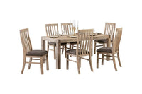 9 Pieces Dining Suite 210cm Large Size Dining Table & 8X Chairs with Solid Acacia Wooden Base in Oak Colour dining Kings Warehouse 
